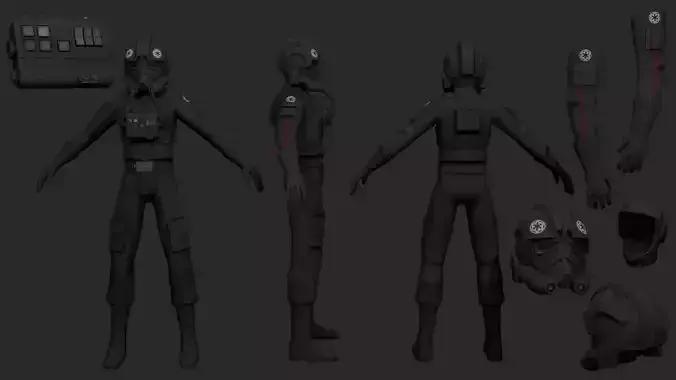 Imperial Pilot Low-poly 3D model