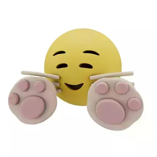 Cat Smiling Face With Cat Paw Emoji v1 001