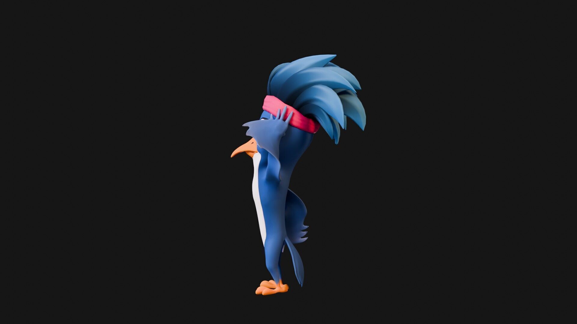 3D Blue - king fisher - Rigged Cartoon Bird Low-poly 3D model_37