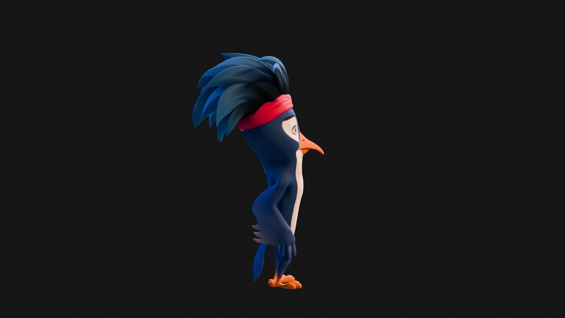 3D Blue - king fisher - Rigged Cartoon Bird Low-poly 3D model_26
