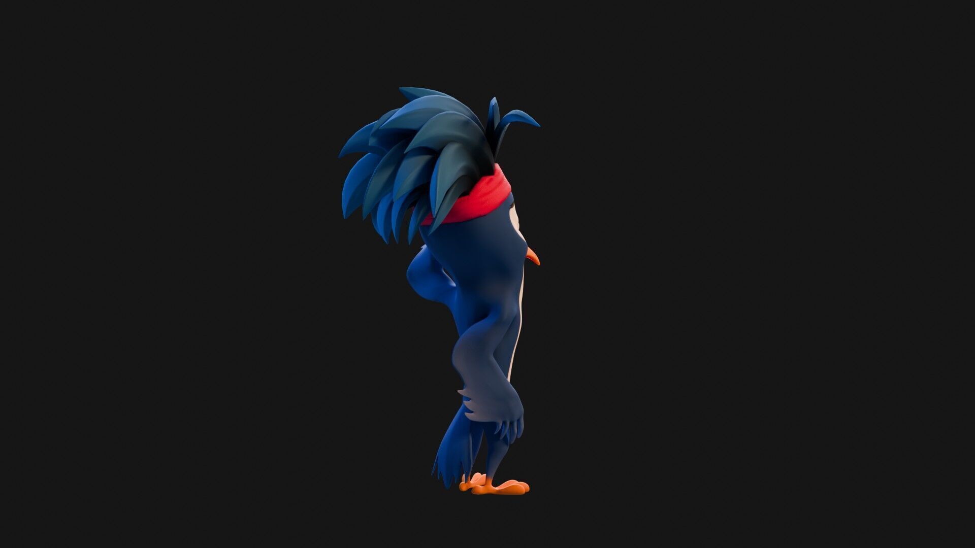 3D Blue - king fisher - Rigged Cartoon Bird Low-poly 3D model_28