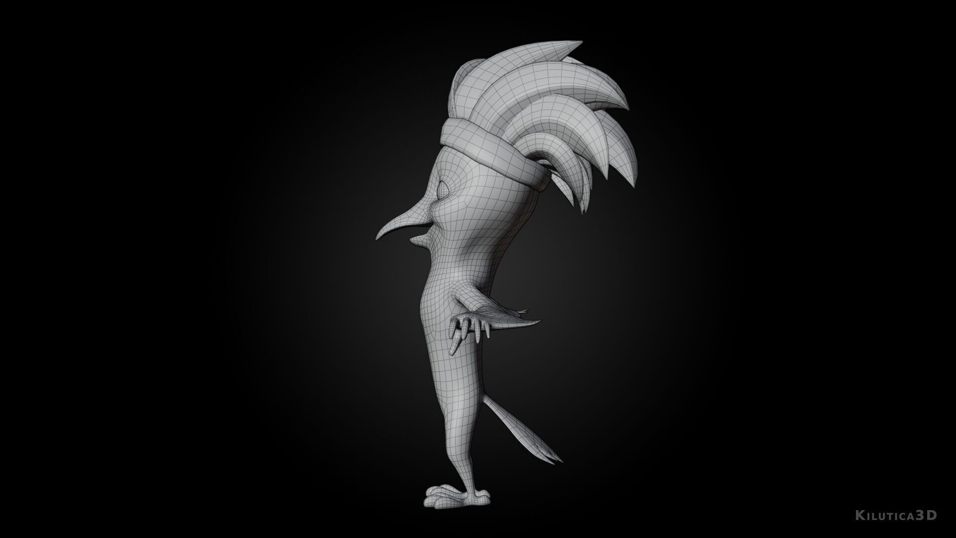 3D Blue - king fisher - Rigged Cartoon Bird Low-poly 3D model_13