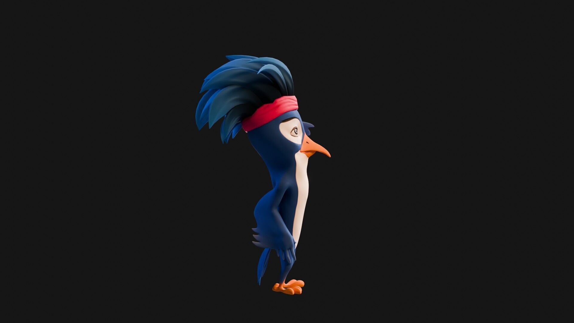 3D Blue - king fisher - Rigged Cartoon Bird Low-poly 3D model_25