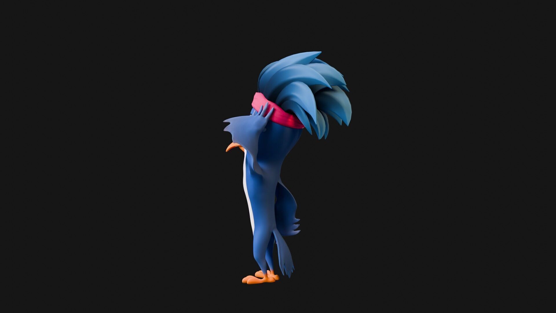 3D Blue - king fisher - Rigged Cartoon Bird Low-poly 3D model_36