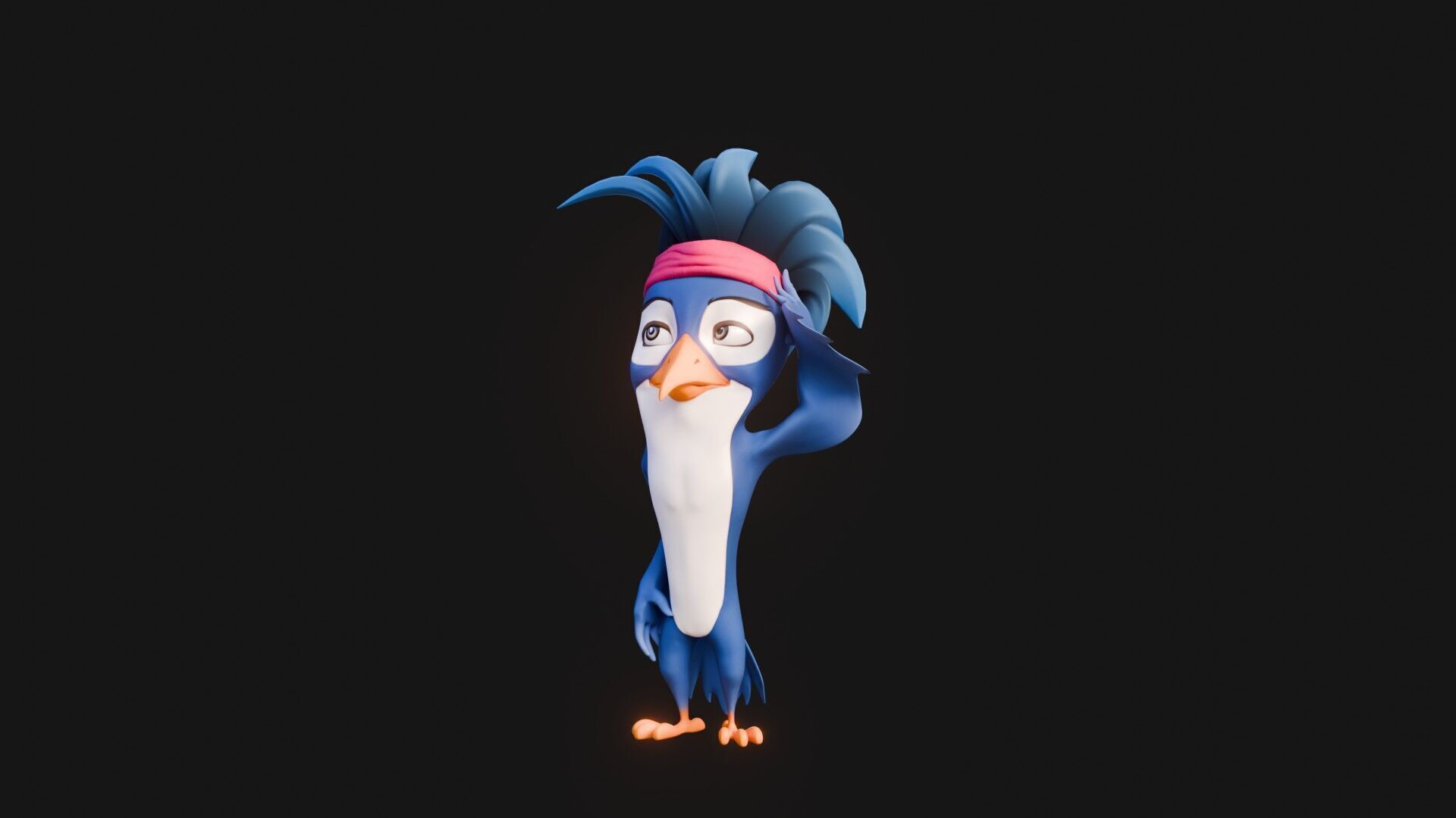 3D Blue - king fisher - Rigged Cartoon Bird Low-poly 3D model_42