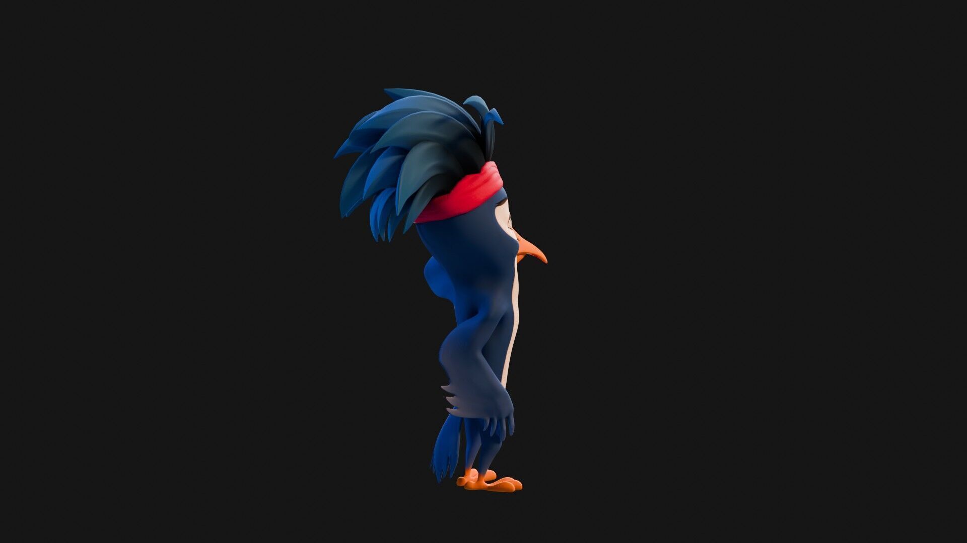 3D Blue - king fisher - Rigged Cartoon Bird Low-poly 3D model_27