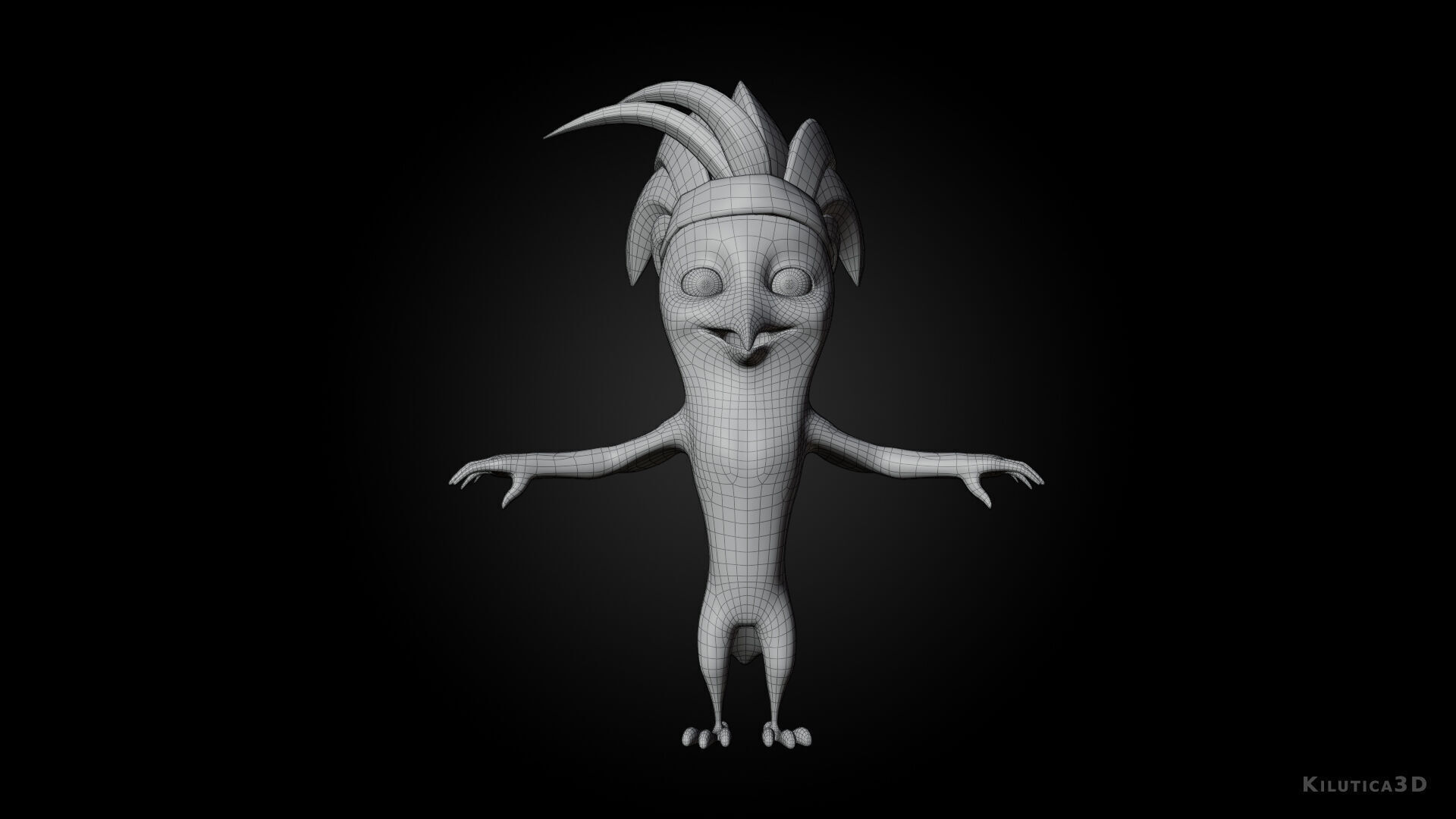 3D Blue - king fisher - Rigged Cartoon Bird Low-poly 3D model_12