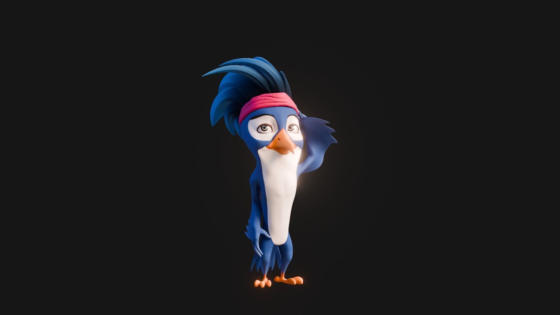 3D Blue - king fisher - Rigged Cartoon Bird Low-poly 3D model_21