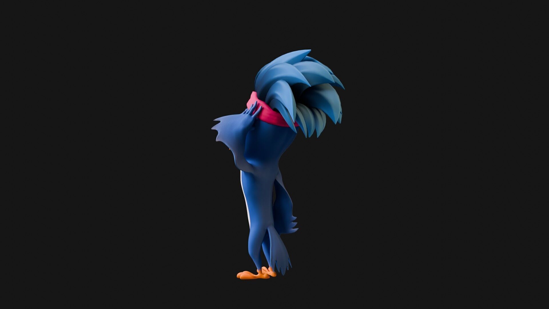 3D Blue - king fisher - Rigged Cartoon Bird Low-poly 3D model_35