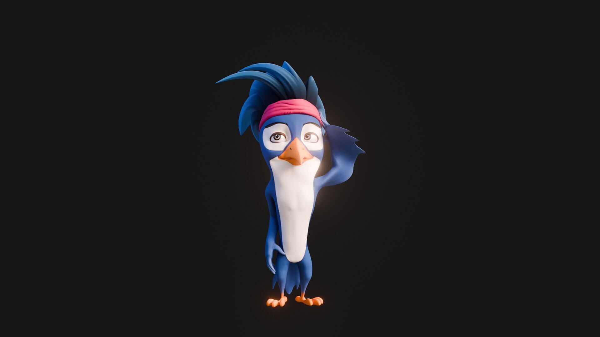3D Blue - king fisher - Rigged Cartoon Bird Low-poly 3D model_20