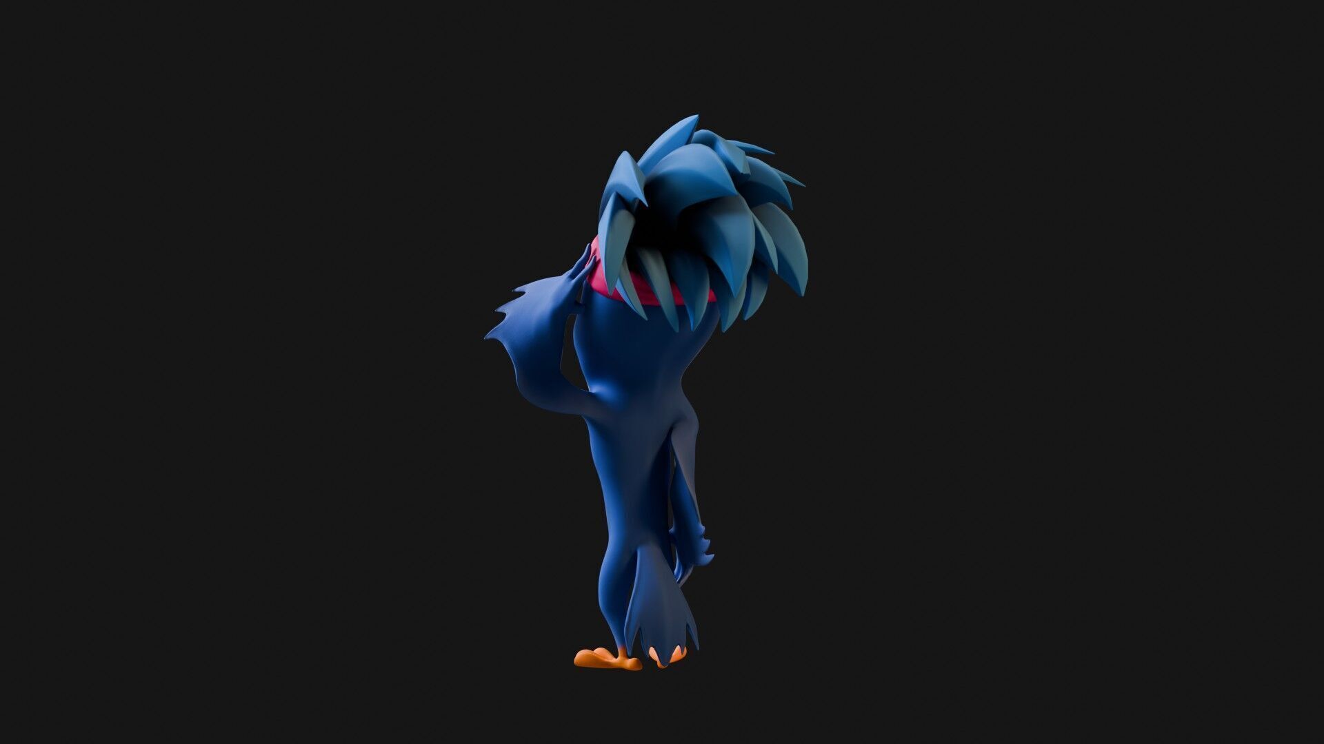 3D Blue - king fisher - Rigged Cartoon Bird Low-poly 3D model_33