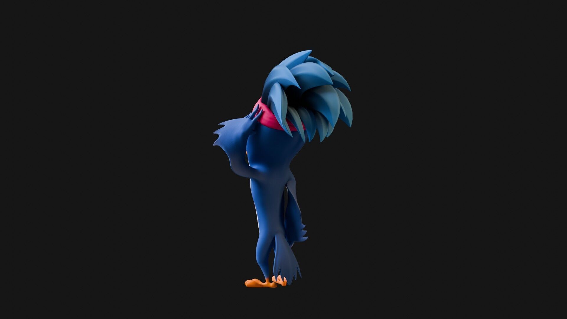 3D Blue - king fisher - Rigged Cartoon Bird Low-poly 3D model_34