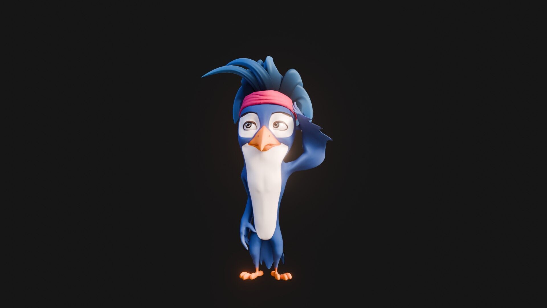 3D Blue - king fisher - Rigged Cartoon Bird Low-poly 3D model_19