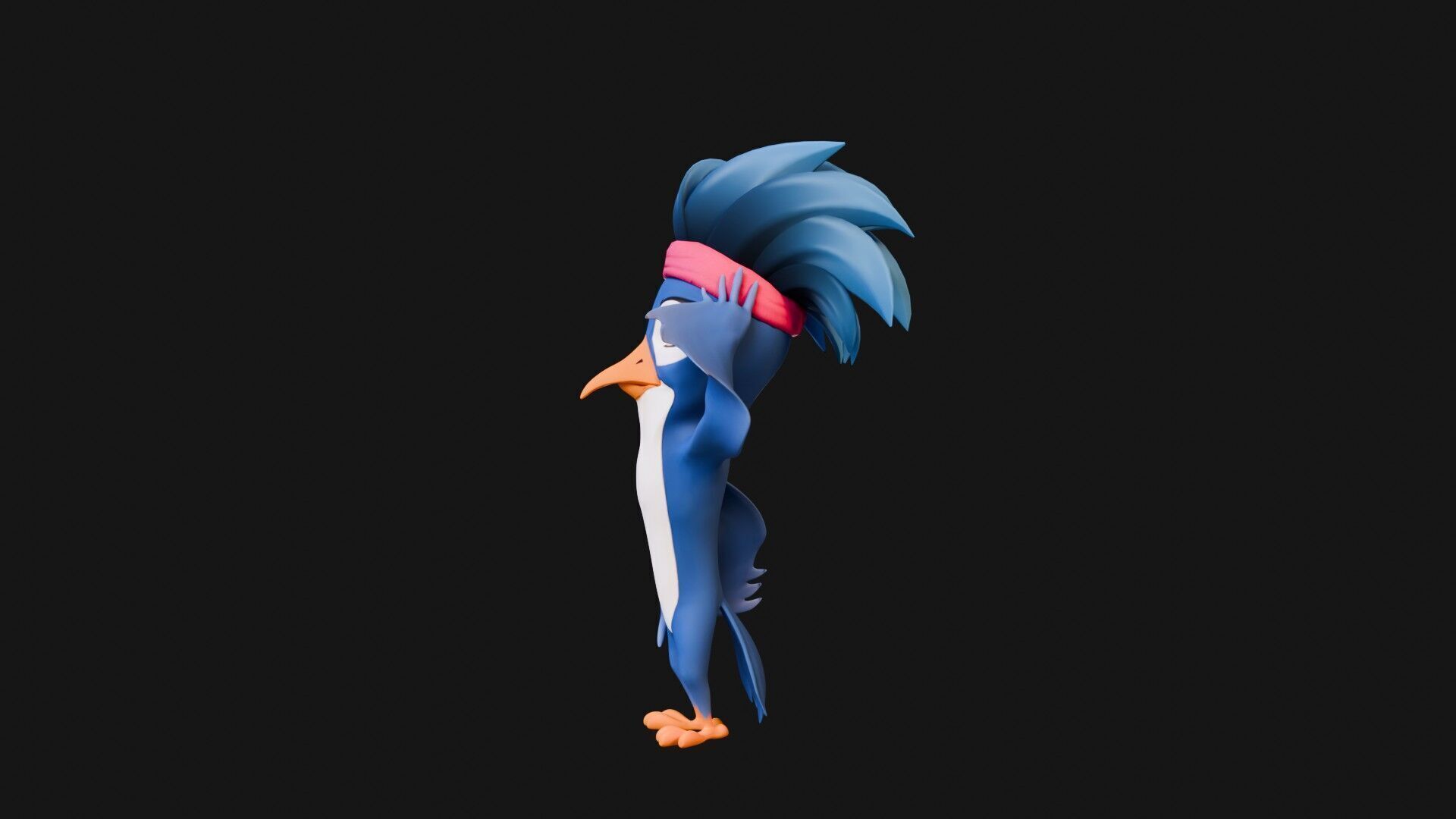 3D Blue - king fisher - Rigged Cartoon Bird Low-poly 3D model_38