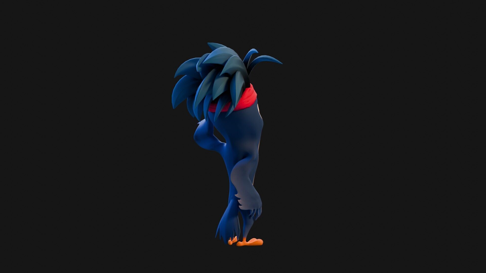 3D Blue - king fisher - Rigged Cartoon Bird Low-poly 3D model_29