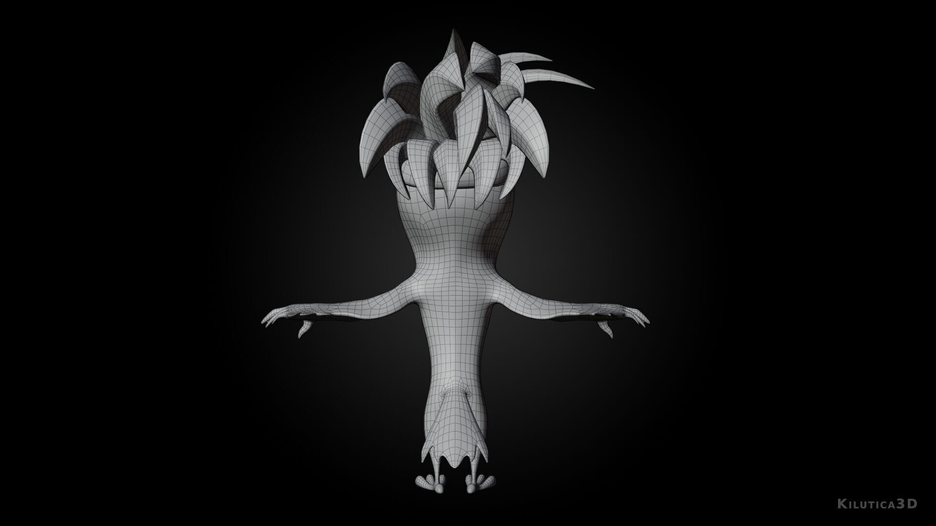 3D Blue - king fisher - Rigged Cartoon Bird Low-poly 3D model_14