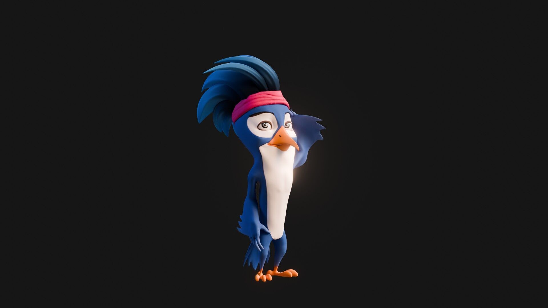 3D Blue - king fisher - Rigged Cartoon Bird Low-poly 3D model_22