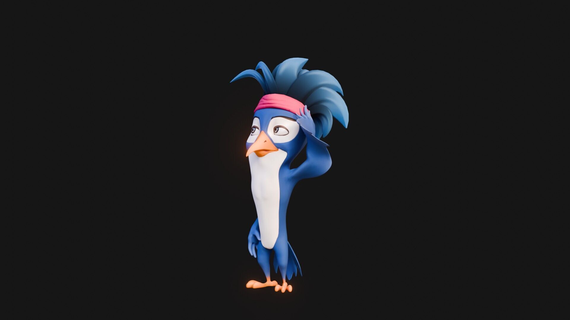 3D Blue - king fisher - Rigged Cartoon Bird Low-poly 3D model_41