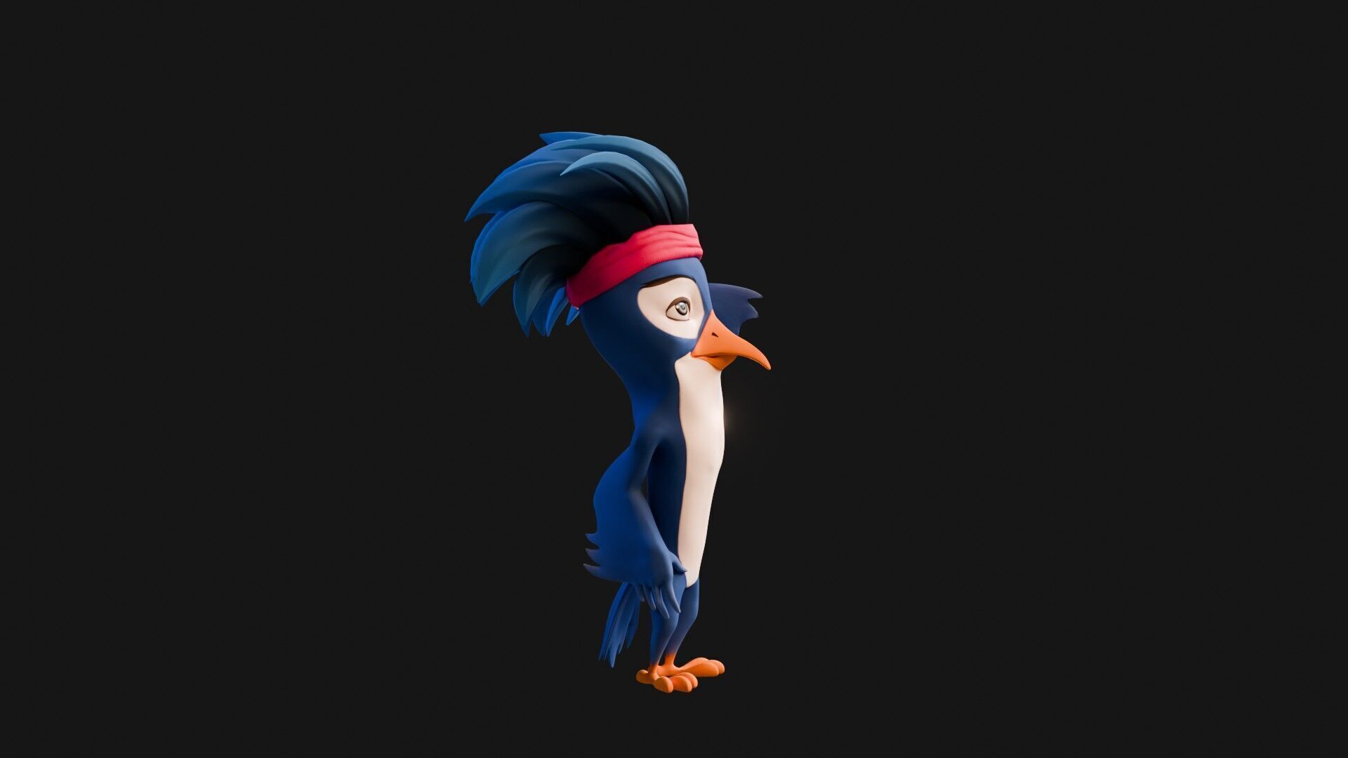 3D Blue - king fisher - Rigged Cartoon Bird Low-poly 3D model_24