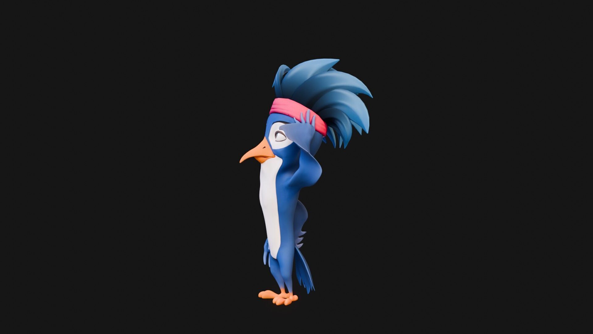 3D Blue - king fisher - Rigged Cartoon Bird Low-poly 3D model_39