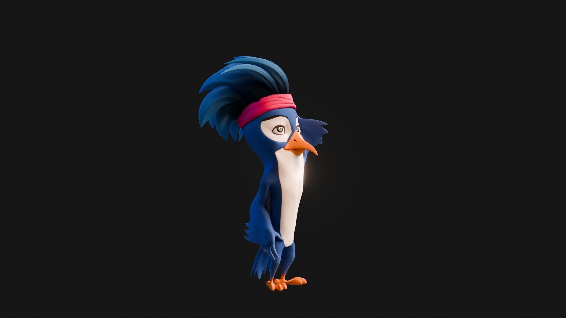 3D Blue - king fisher - Rigged Cartoon Bird Low-poly 3D model_23