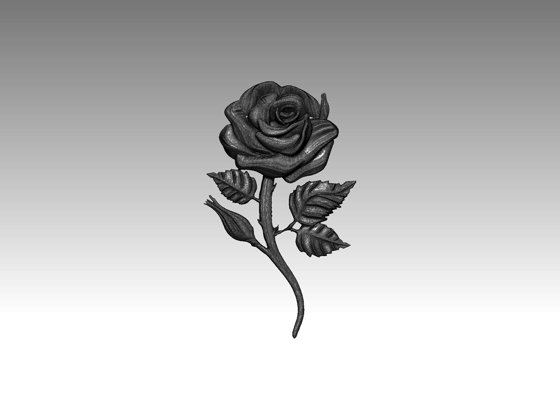 rose relief statue 3D print model_5