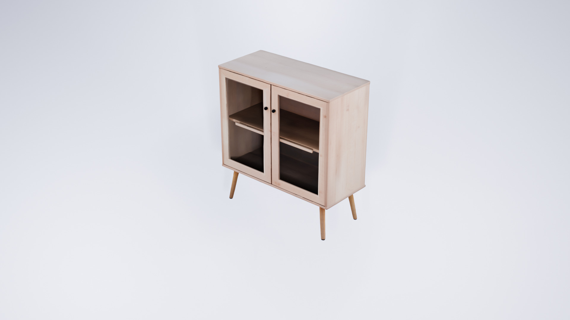 Low Poly Wooden Cabinet - Classic Openable Storage Unit 3D model_4