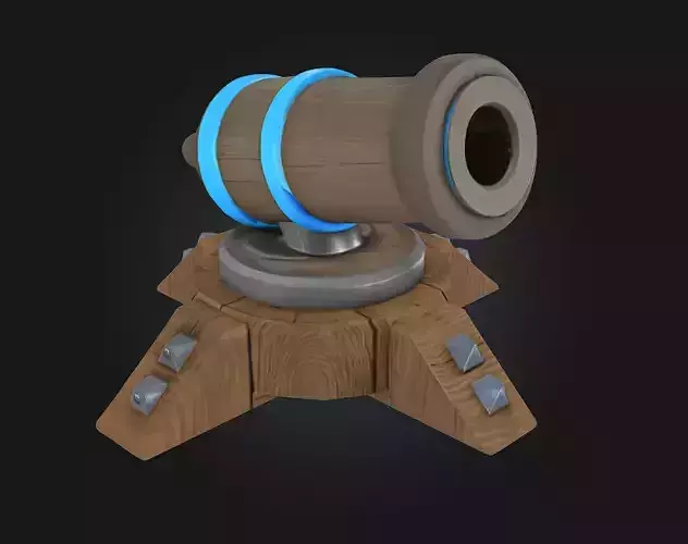 Cannon Turret  Stylized Heavy Artillery Model