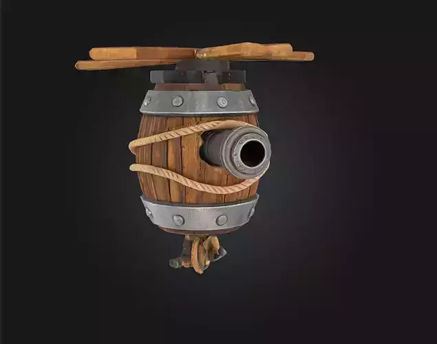 Flying Cannon Barrel Whimsical Aerial Artillery Model