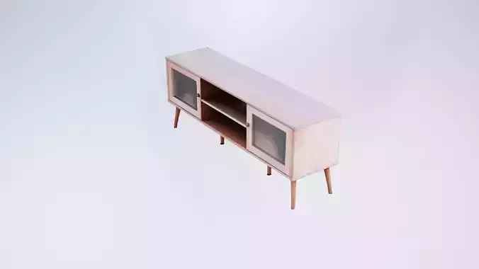  Low Poly TV Stand - Modern Wooden Media Console