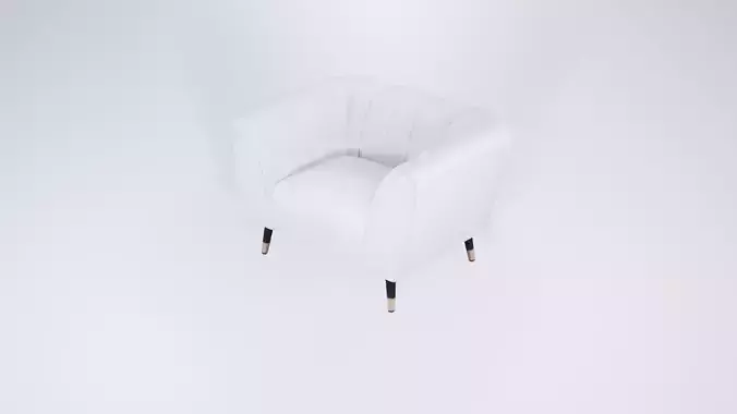 Low Poly White Recliner Chair - Modern Lounge Seat