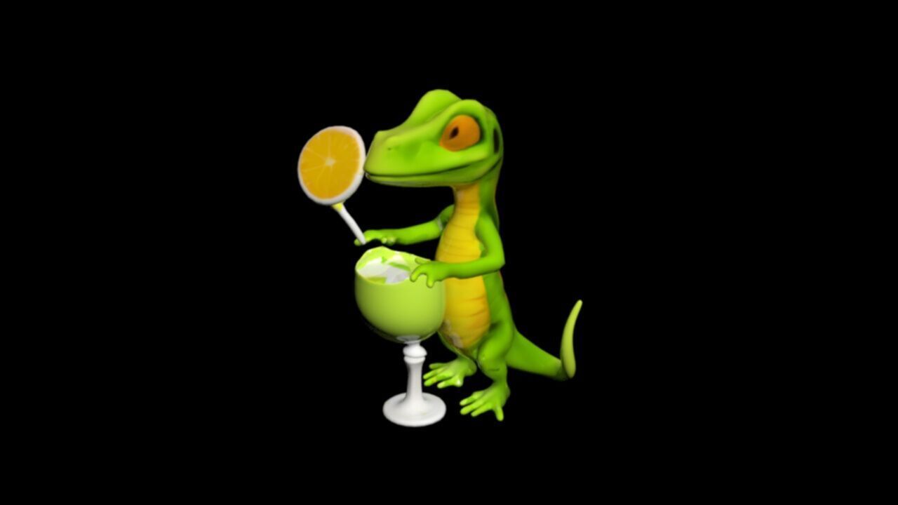 Lizard Holding Cocktail Low-poly 3D model_6