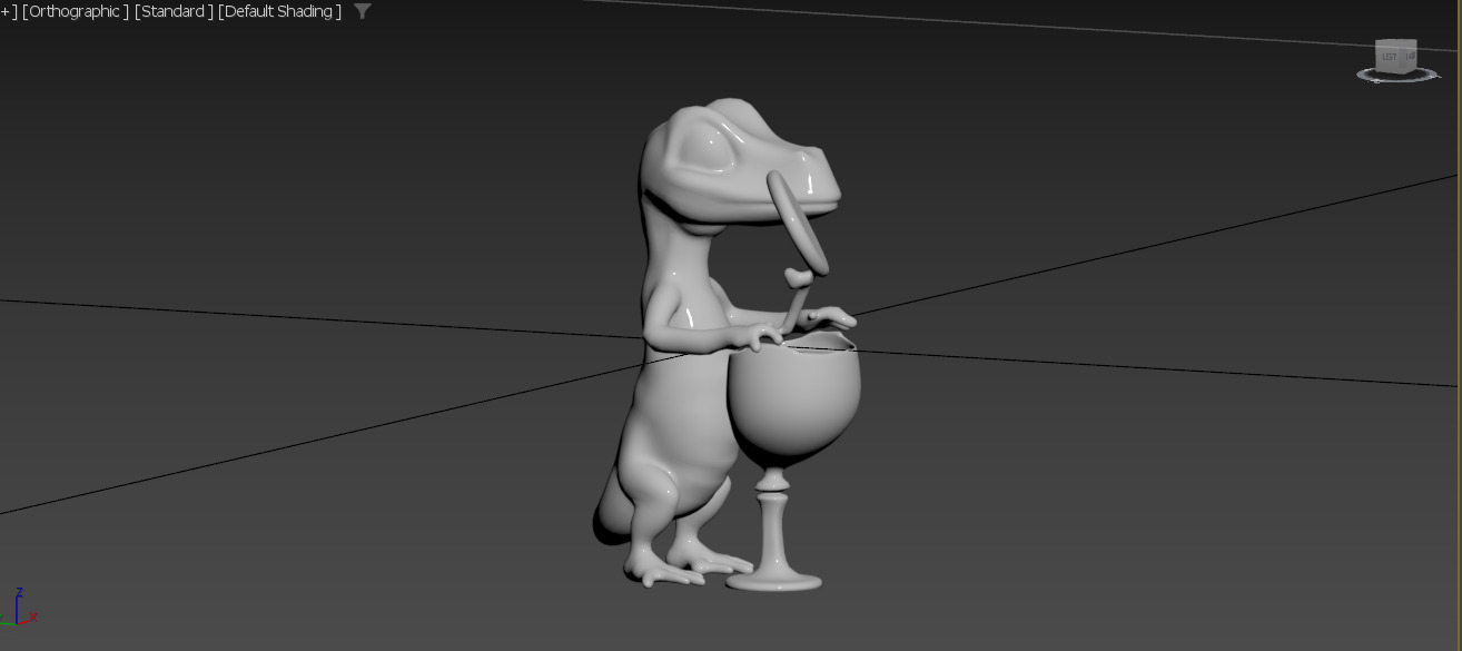 Lizard Holding Cocktail Low-poly 3D model_2