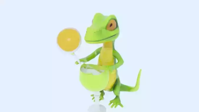 Lizard Holding Cocktail