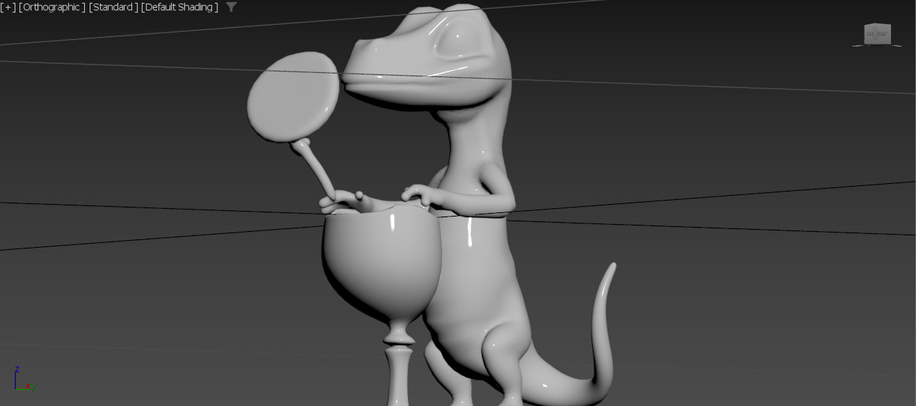 Lizard Holding Cocktail Low-poly 3D model_1