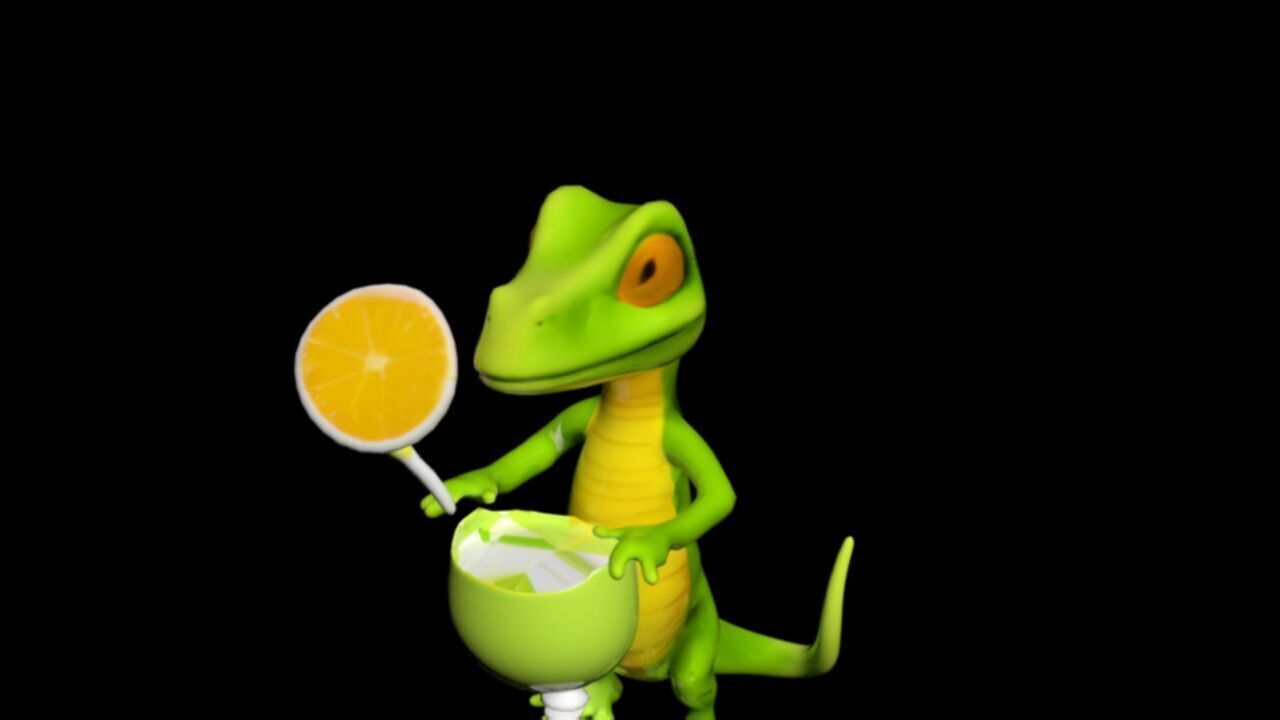 Lizard Holding Cocktail Low-poly 3D model_7