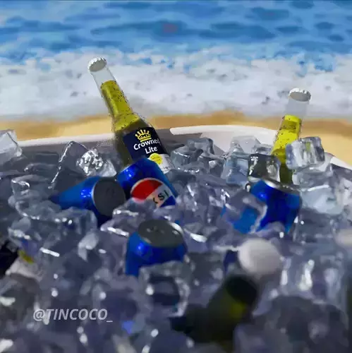 Cooler with Drinks and Ice