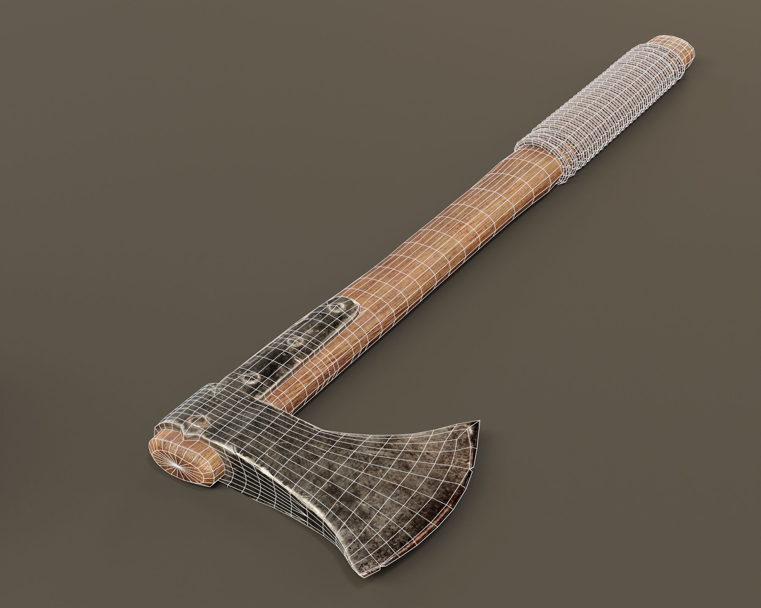 Old Used Viking Weapons Low-poly 3D model_9