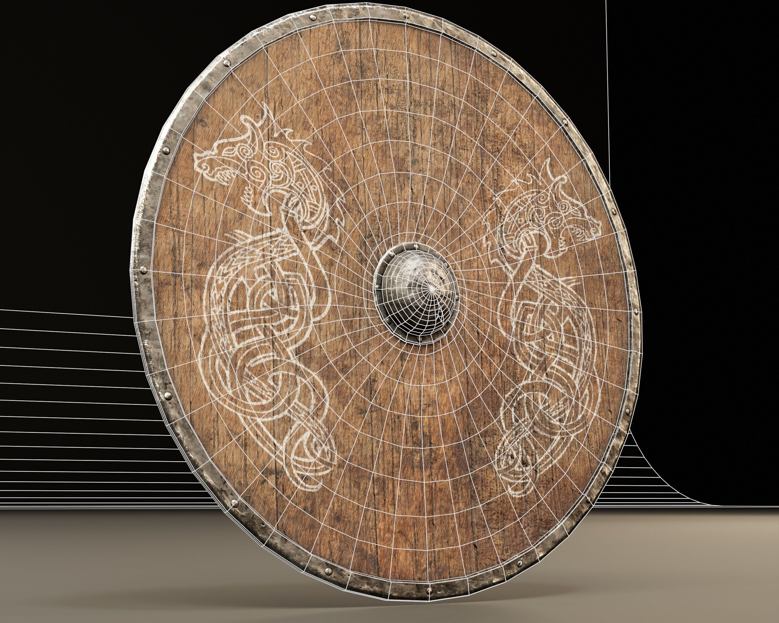 Old Used Viking Weapons Low-poly 3D model_11