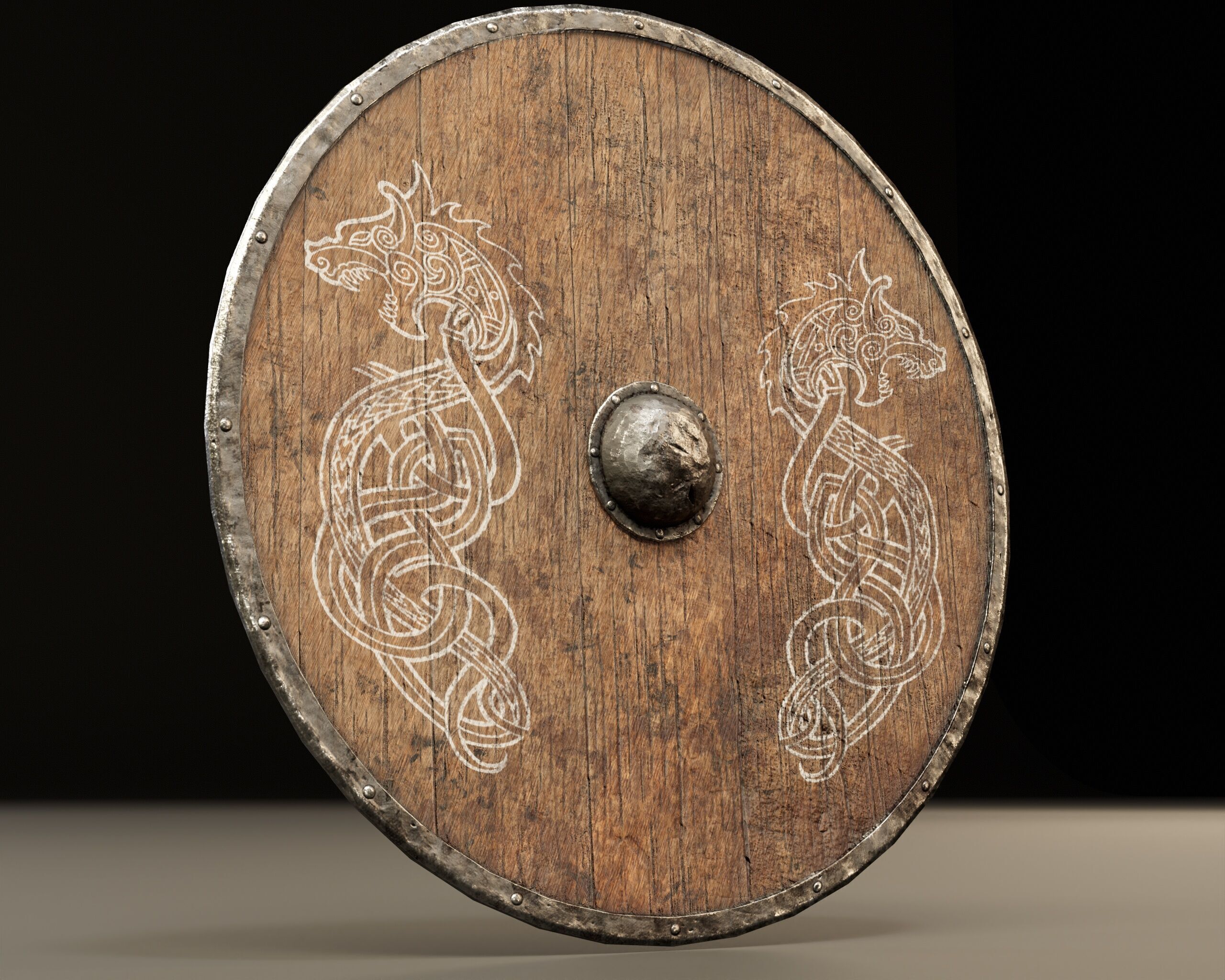 Old Used Viking Weapons Low-poly 3D model_10