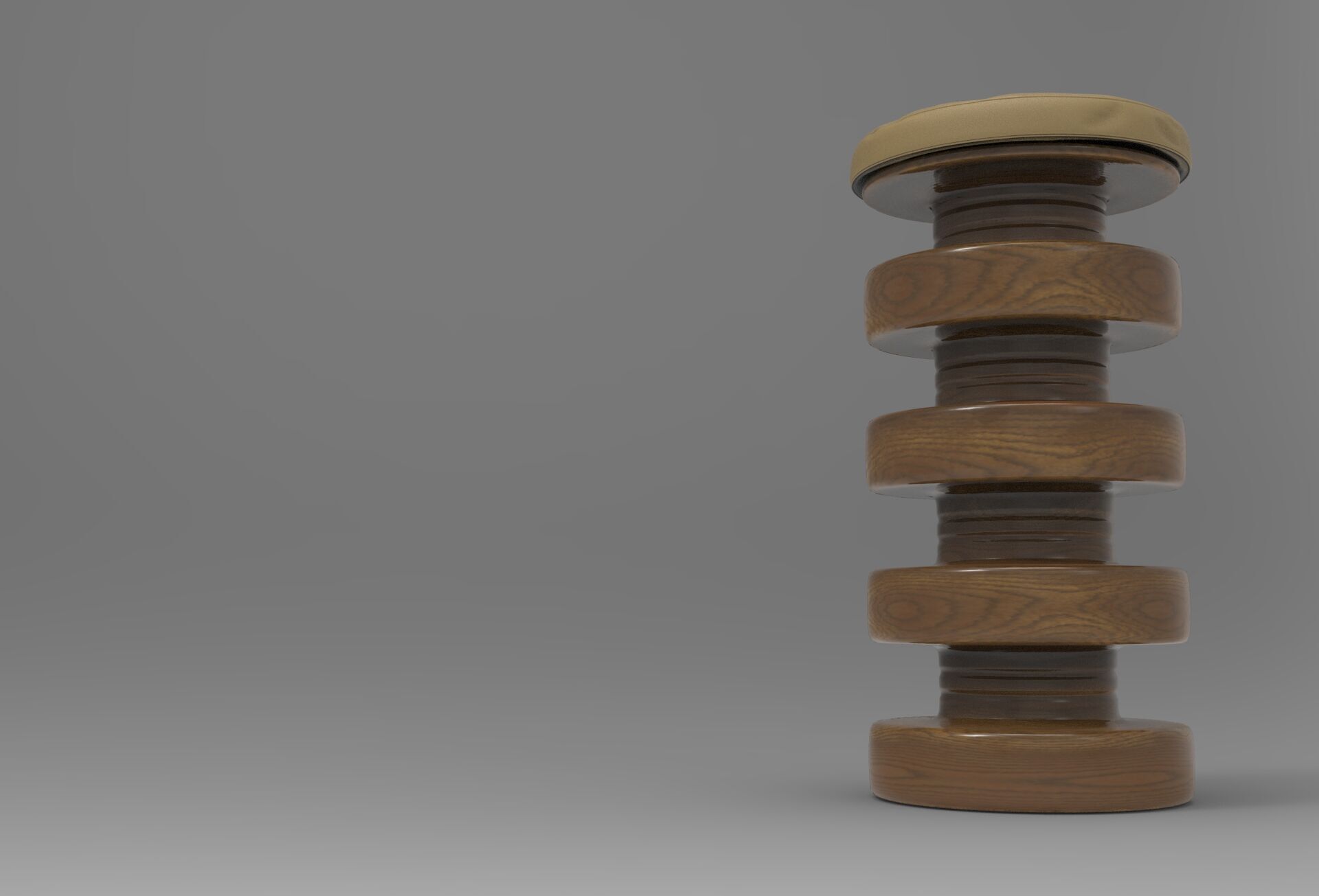 Lesgu Stool Low-poly 3D model_2