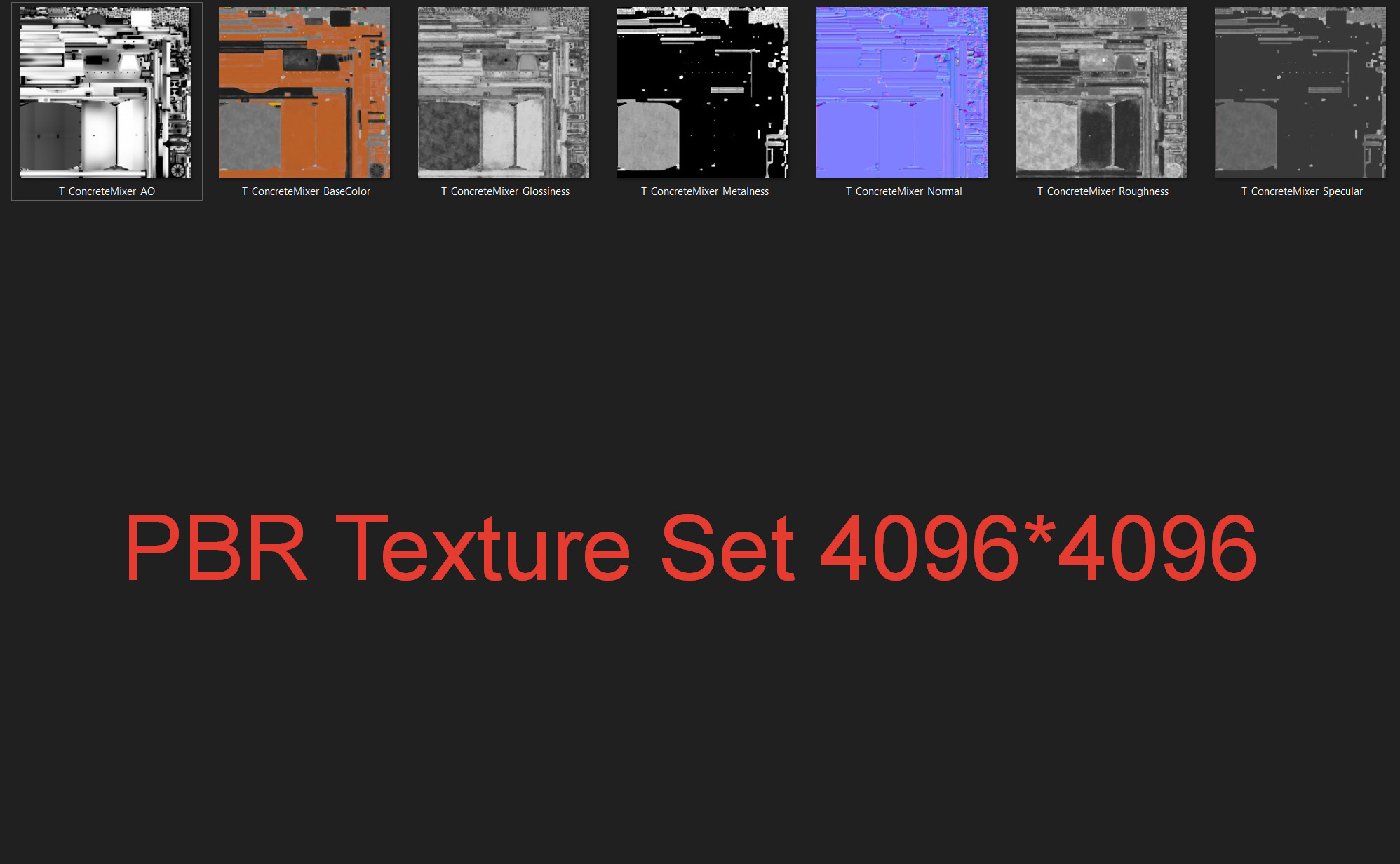 Portable Concrete Mixer PBR Low-poly 3D model_14