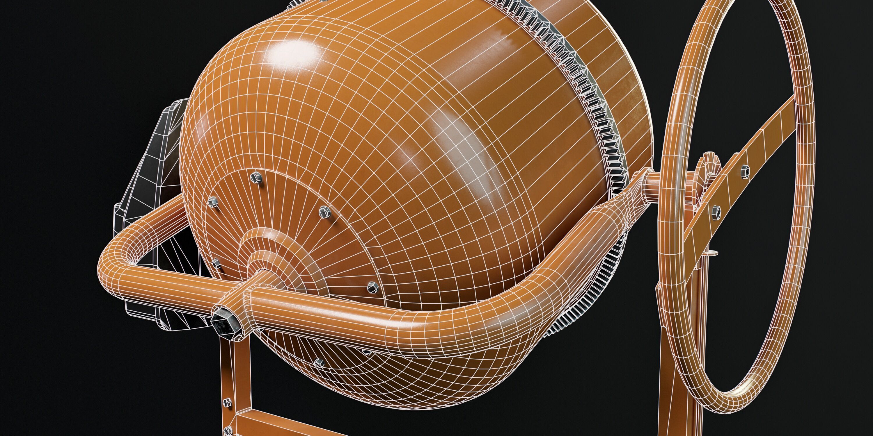 Portable Concrete Mixer PBR Low-poly 3D model_12