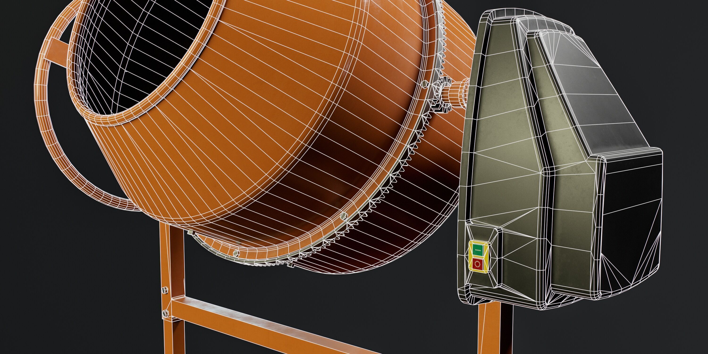 Portable Concrete Mixer PBR Low-poly 3D model_11