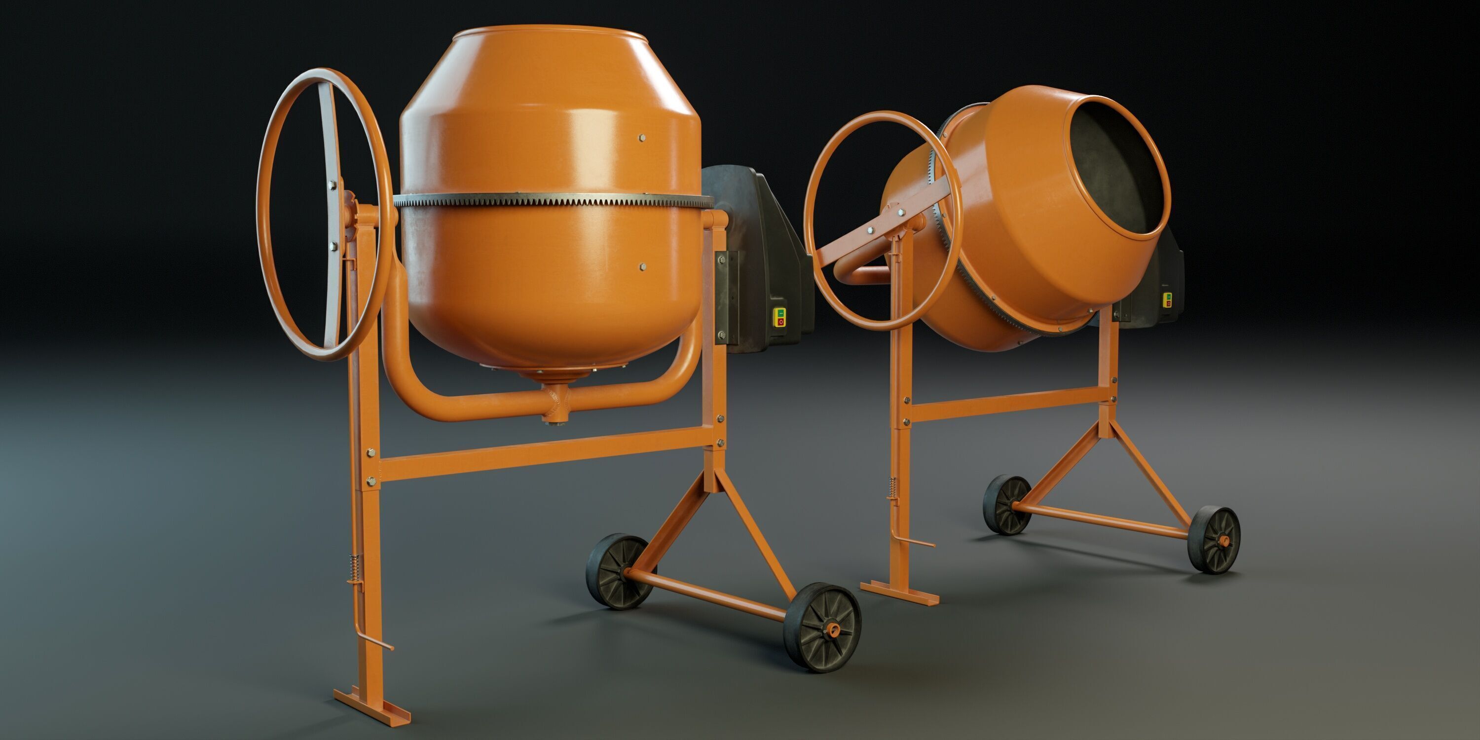 Portable Concrete Mixer PBR Low-poly 3D model_2