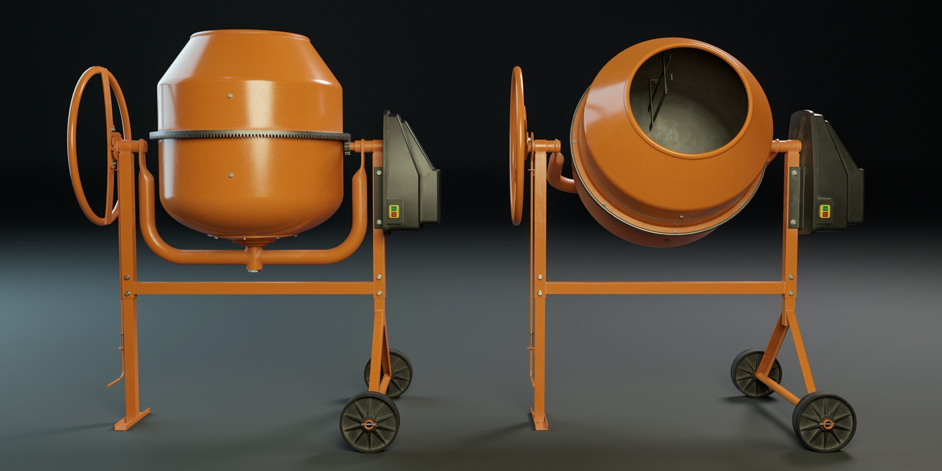 Portable Concrete Mixer PBR Low-poly 3D model_1