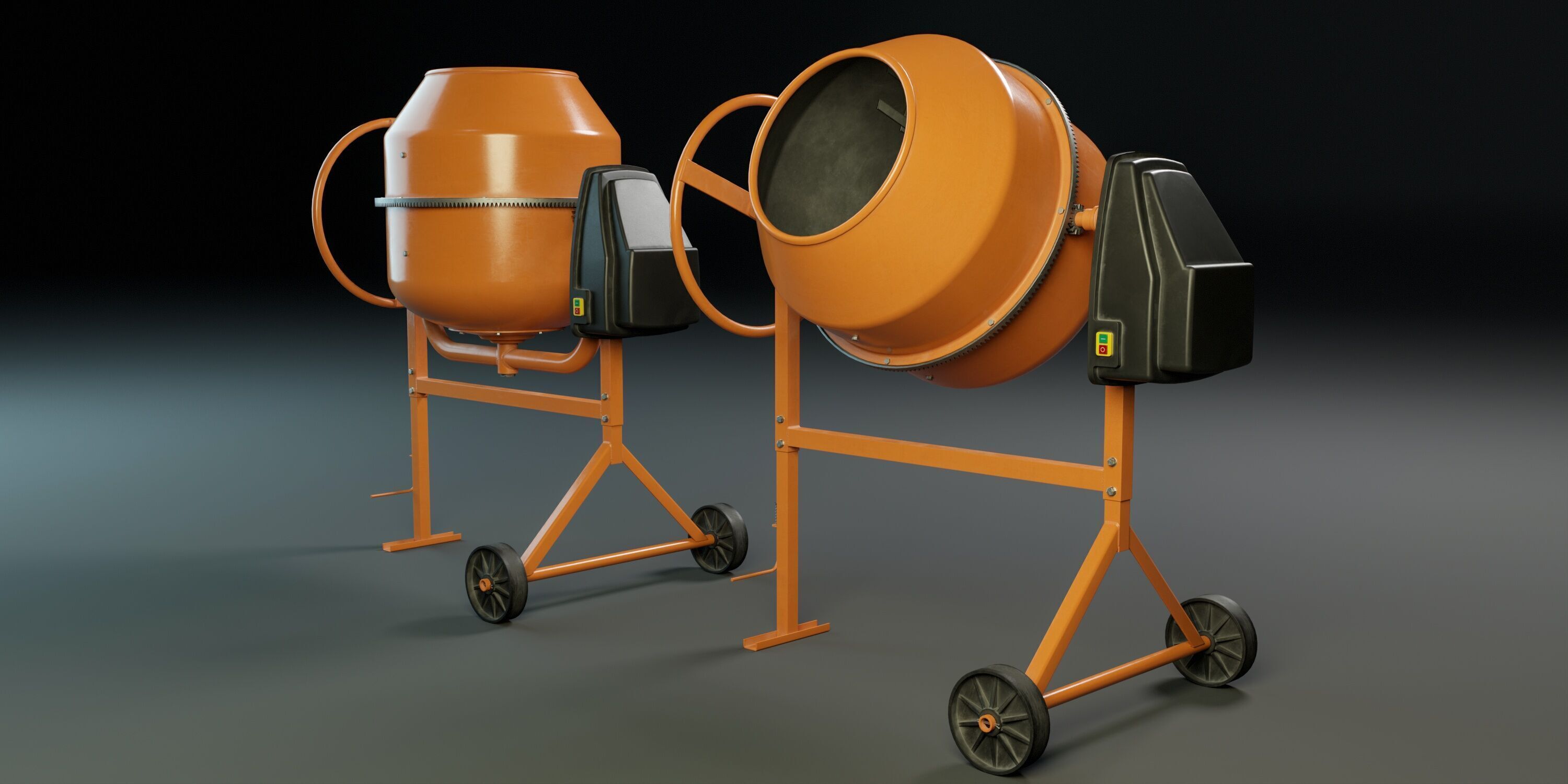 Portable Concrete Mixer PBR Low-poly 3D model_3