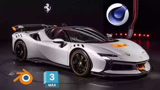 2023 Ferrari SF90 XX Stradale Low-poly 3D model