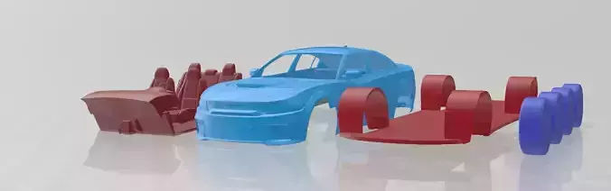 Dodge Charger SRT Hellcat Widebody 2020 - Separate Parts STL 3D print model