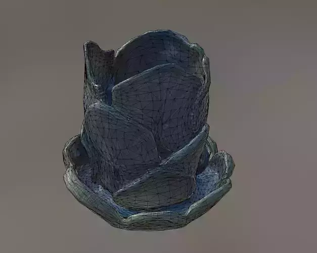 Mallow Leaves Hand Maded Based Pot 3D model